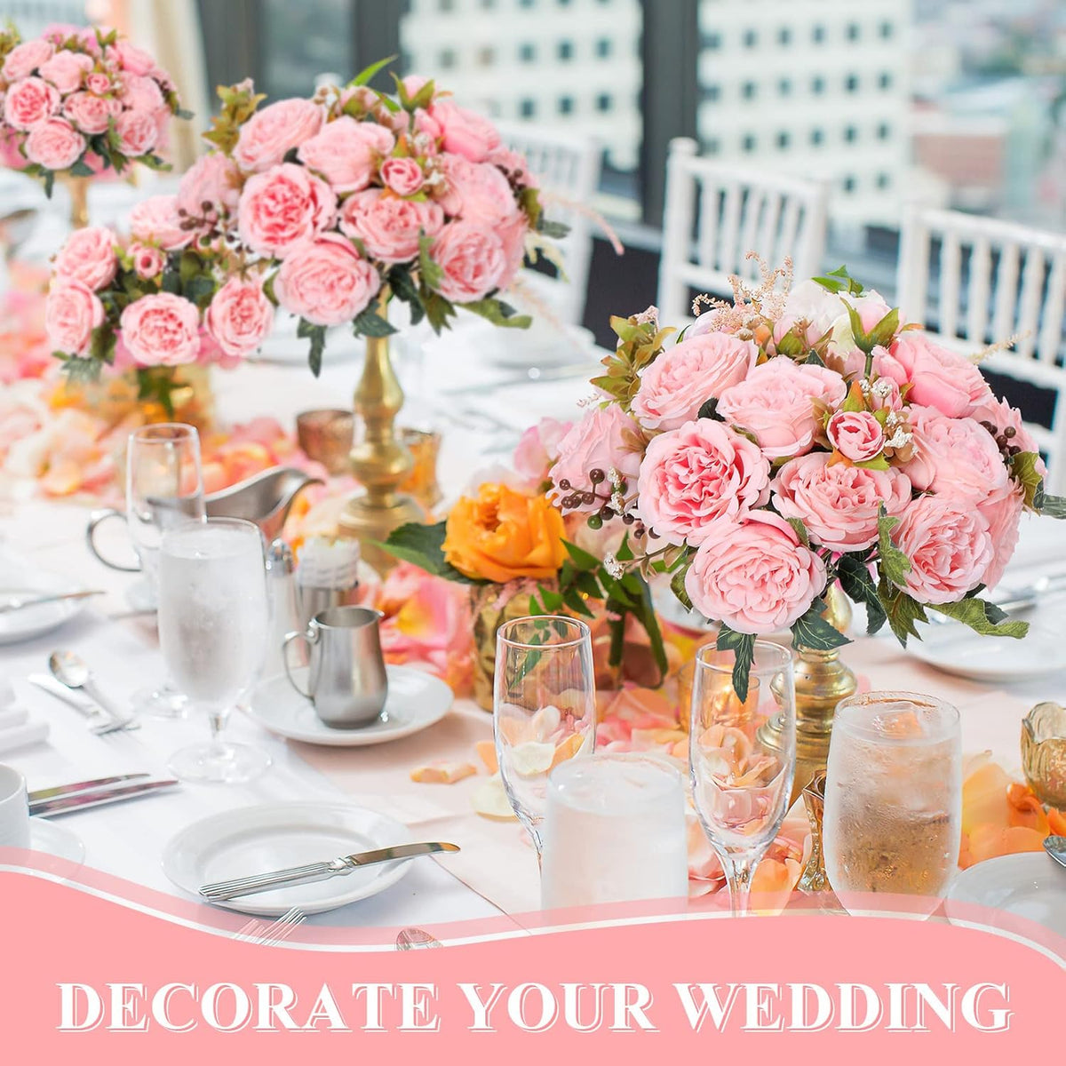 8 Bundles Artificial Peonies Flowers Boho Faux Flowers Arrangements Artificial Centerpiece Spring