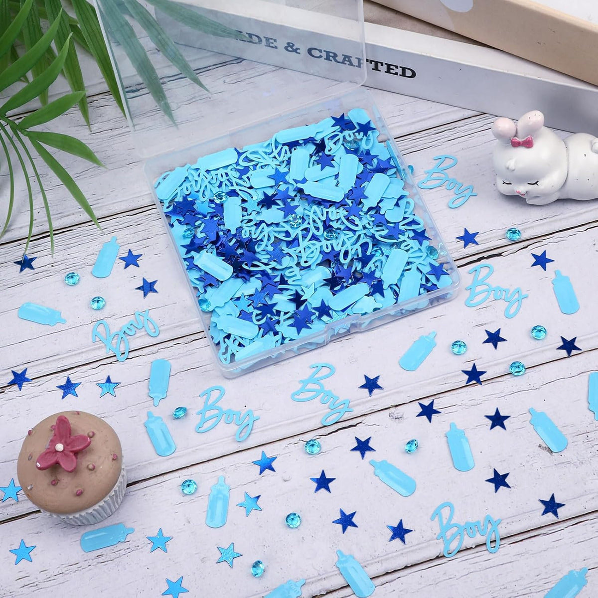 MARFOREVER Blue Confetti, Baby Shower Decorations Glitter Boy Table Confetti Sprinkle Gender Reveal