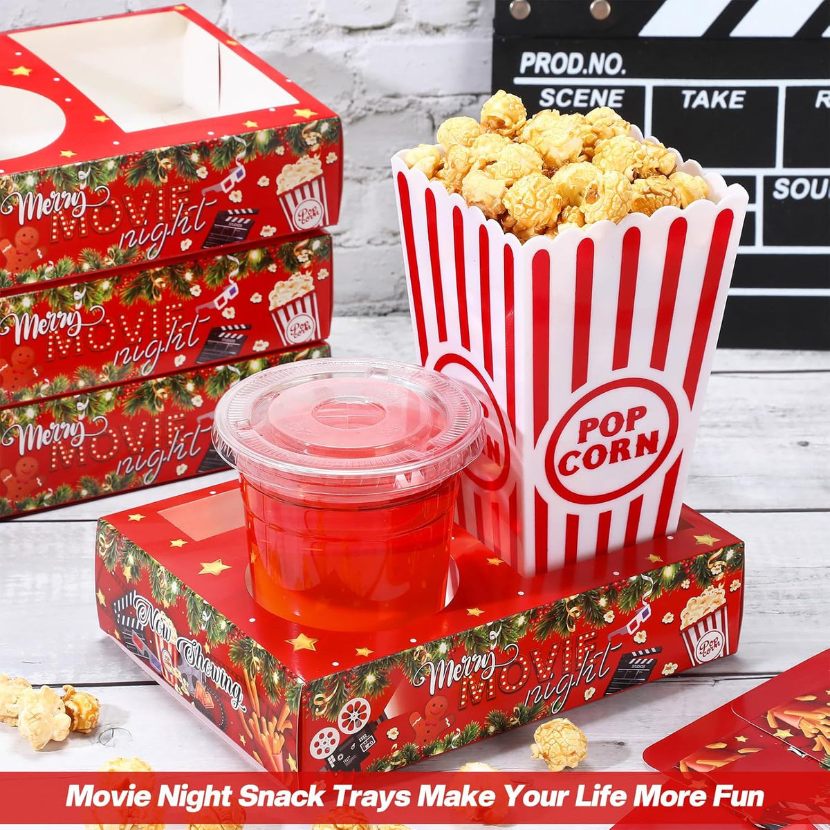 Faccito 36 Pcs Movie Night Snack Trays Movie Theater Snack Boxes Night Supply Disposable Paper