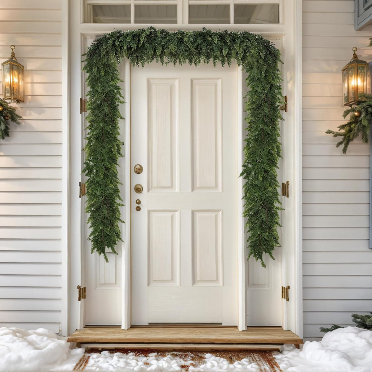 Realistic Christmas Garland for Mantle 6FT Real Touch Thick/Lush Artificial Cedar Garlands