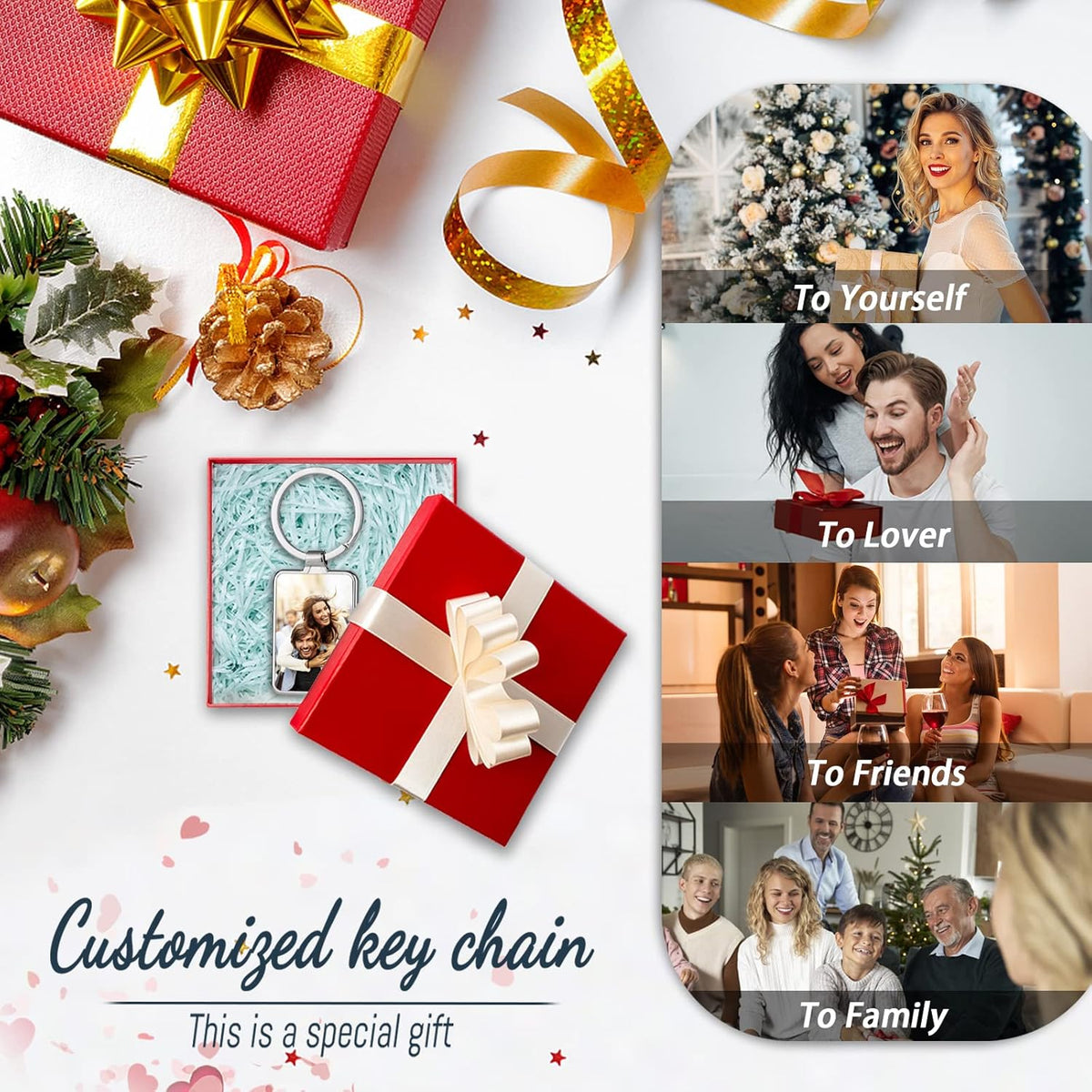 Personalized Custom Keychain with Picture - Turnable Double Sided Colorful Photo Key chains