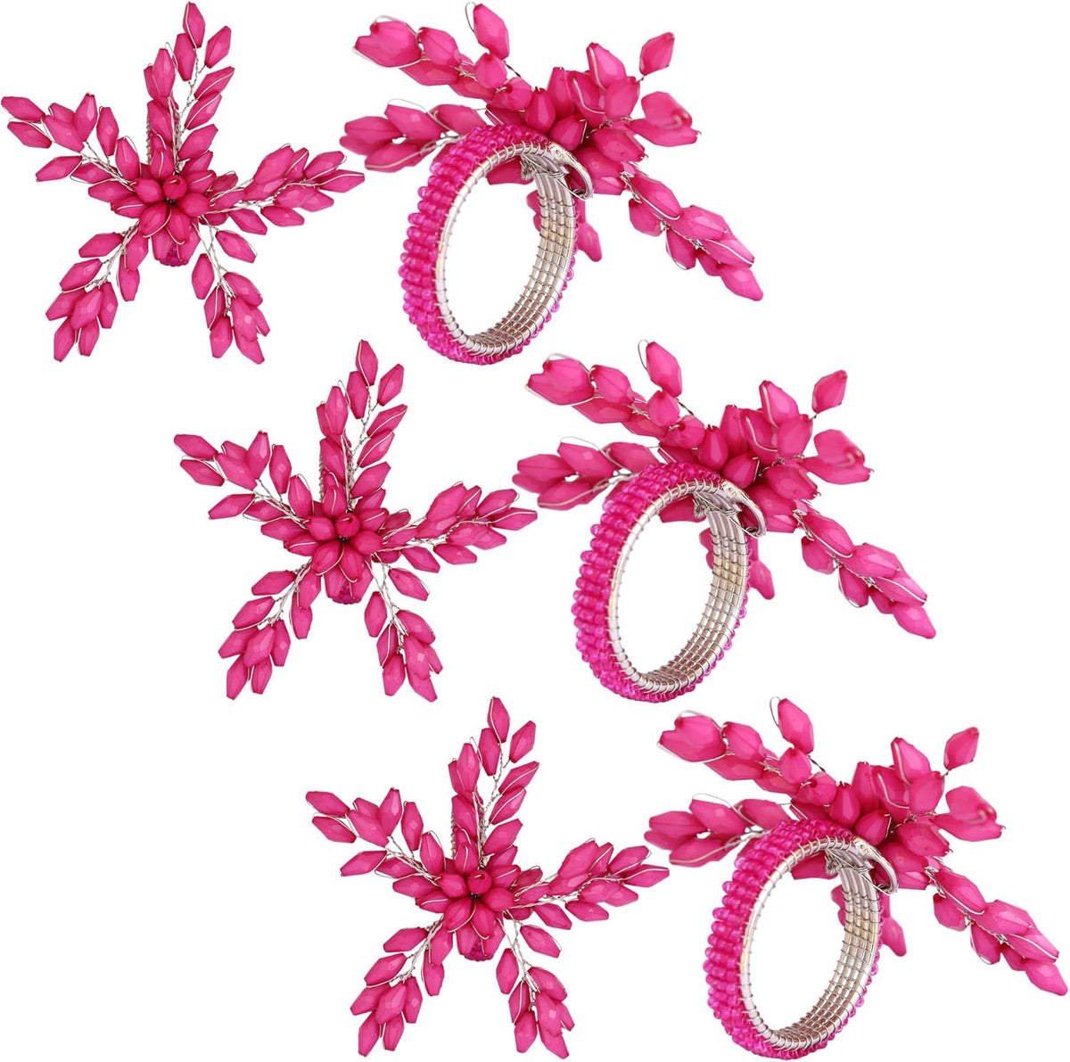 Napkin Rings Set of 12 for Dining Table Decoration Parties Everyday Metal Napkin Holder Leaf Pink