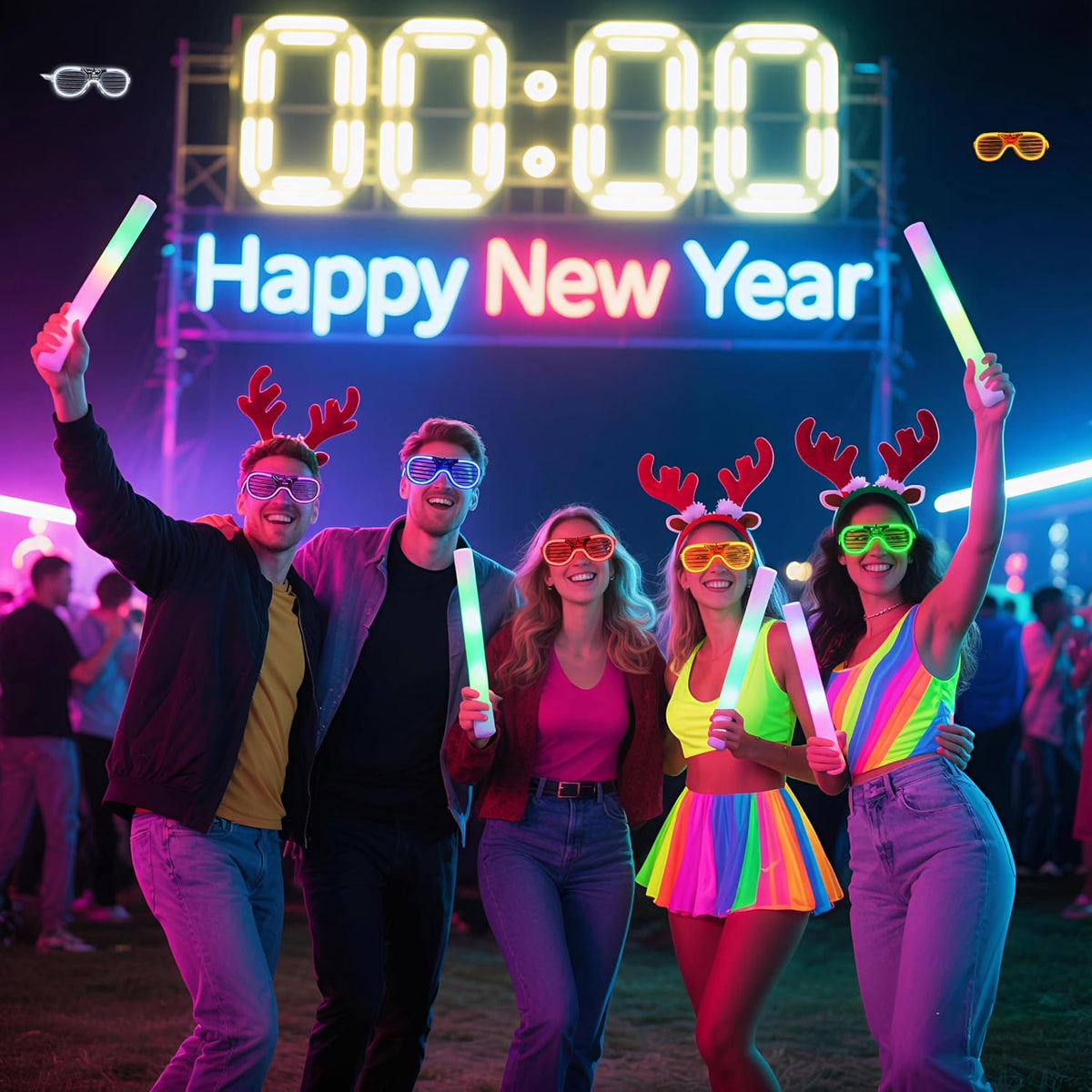 42 Packs LED Glasses 7 Neon Colorsï¼?2 NEW Neon Colors Added )glow in the dark party supplies Favor