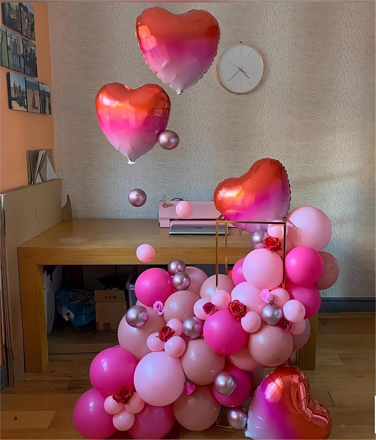 Gradient Pink Heart Shaped balloons Pack of 10,18 Inch Love Valentine Balloons Heart Romantic