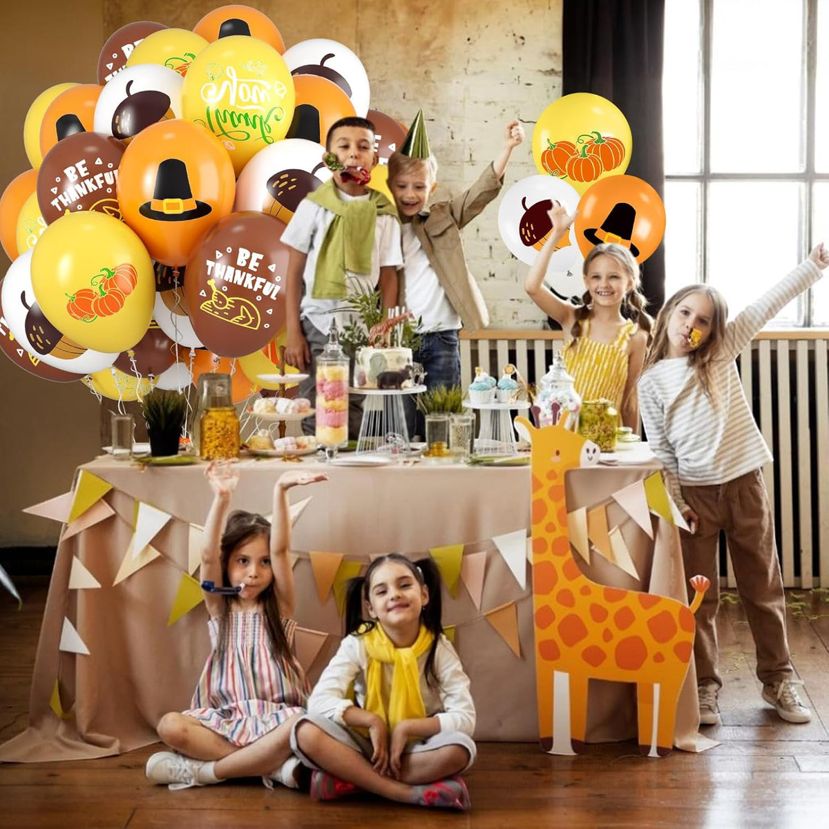 Thanksgiving Balloons, 12 Inch Brown Yellow Burnt Orange Coffee White Pumpkin Turkey Autumn Latex