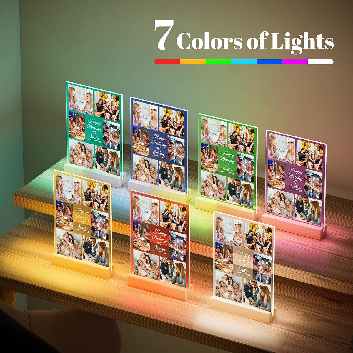Custom Picture Frames with Photo, Personalized Collage Picture Frame with Night Light, Custom Photo
