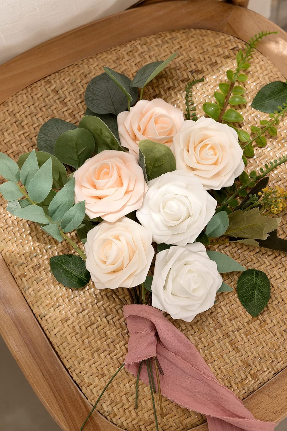 N&T NIETING Artificial Flowers, 25Pcs Fake Rose Flowers Roses for DIY Wedding Bouquets Centerpieces