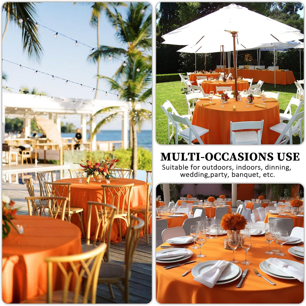 8 Pack Orange Round Tablecloth 120 Inch Stain and Wrinkle Resistant Round Orange Table Cloth