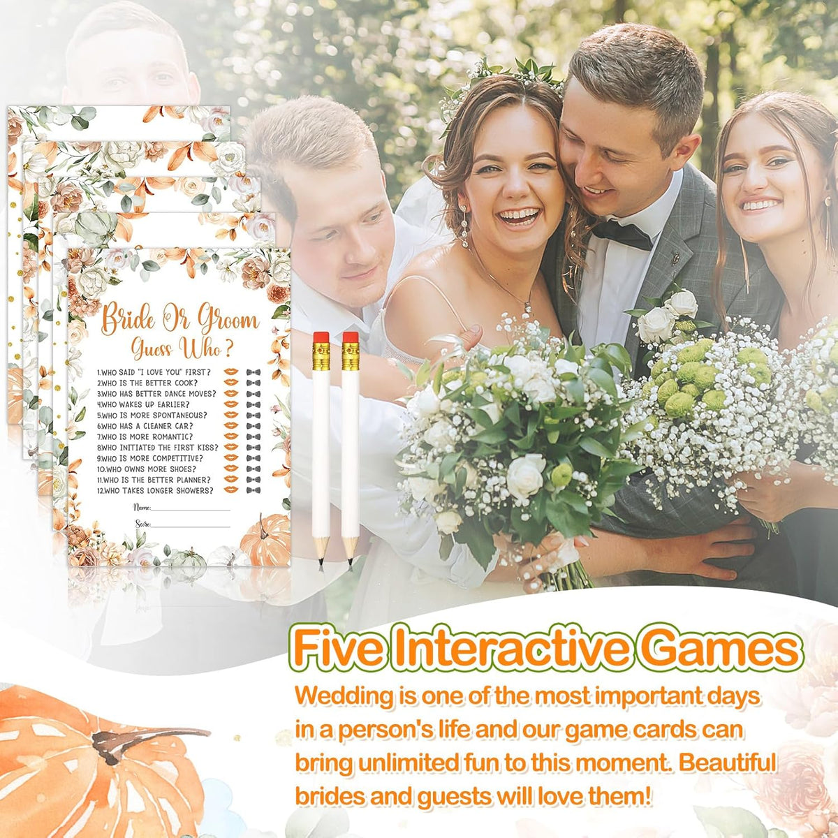 Teling 145 Pieces Bridal Shower Game Bridal Shower Favors Set Wedding Games Cards and Pencils for