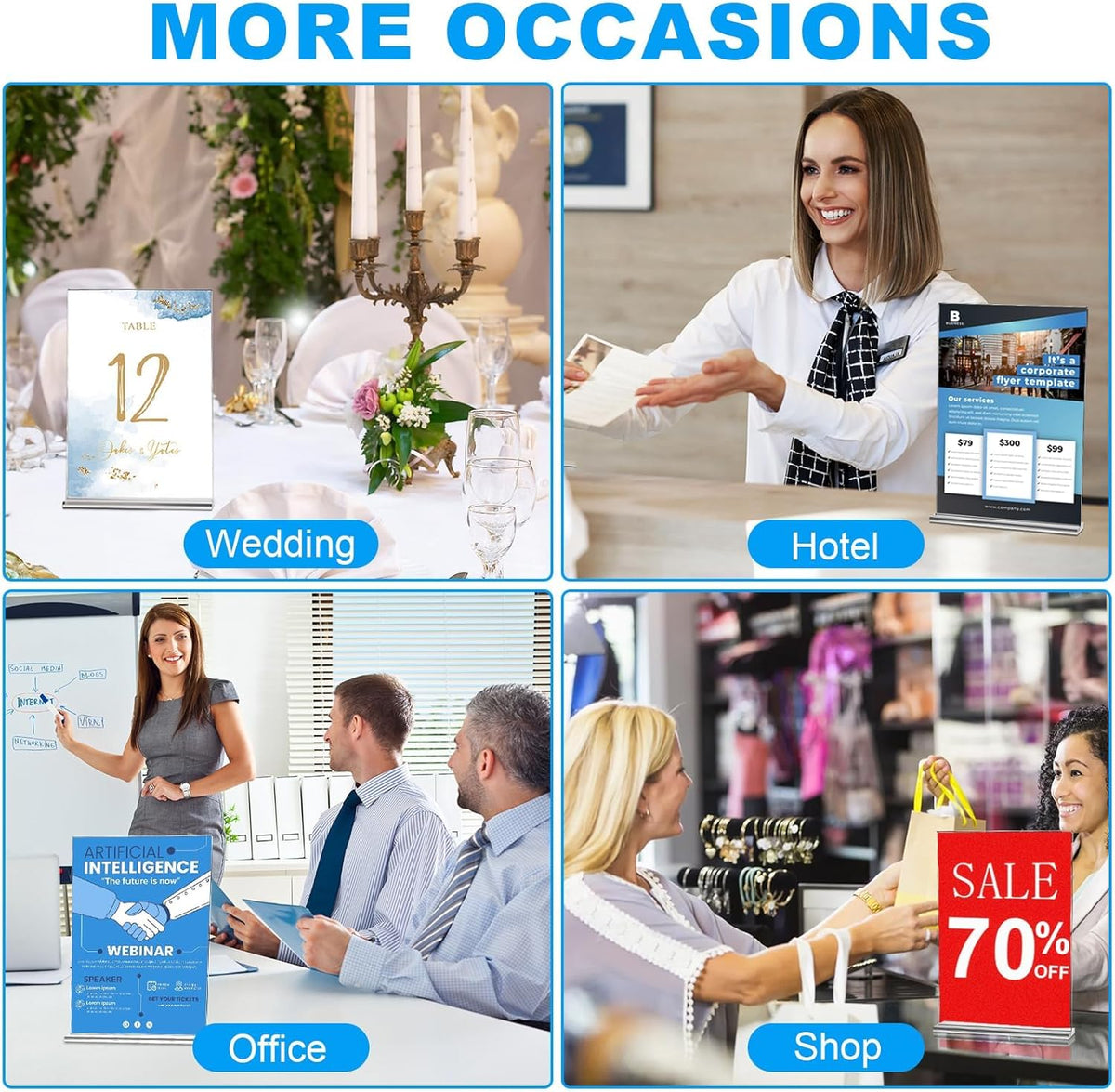EHWINE Acrylic Sign Holder 8.5 x 11, 10 Pack Double-Sided Stand up Table Top Sign Holders, Clear