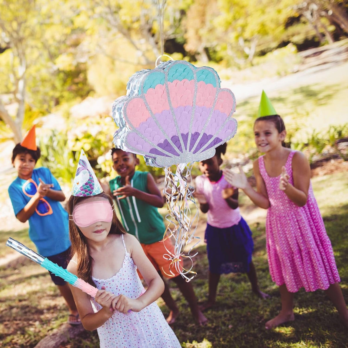 Wernnsai Mermaid Seashell Piñata - Pink Shellfish Pinatas for Kids Girls Birthday Mermaid Princess