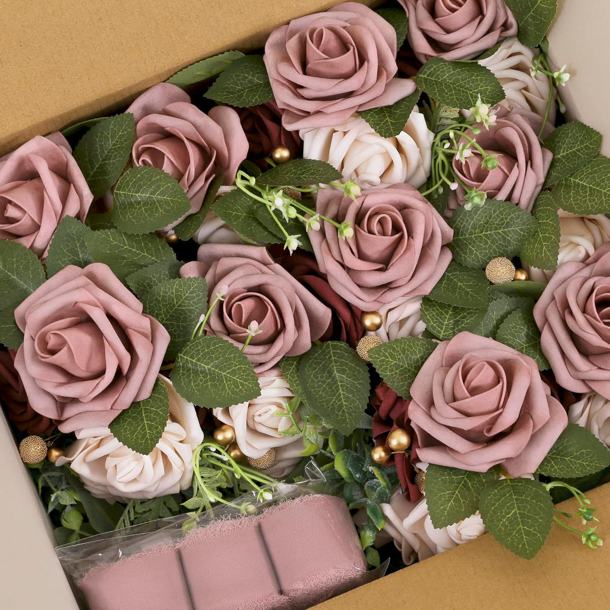 DORIS HOME Wedding Aisle Decorations Mauve Pew Flowers Set of 10 for Wedding Ceremony Party Chair
