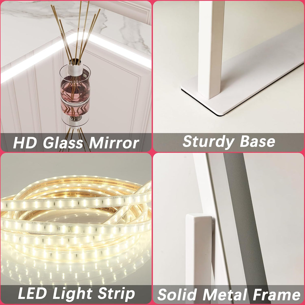 Vanity Mirror with Lights, 12.6"×15" LED Makeup Mirror, Lighted Makeup Mirror with Lights, Smart