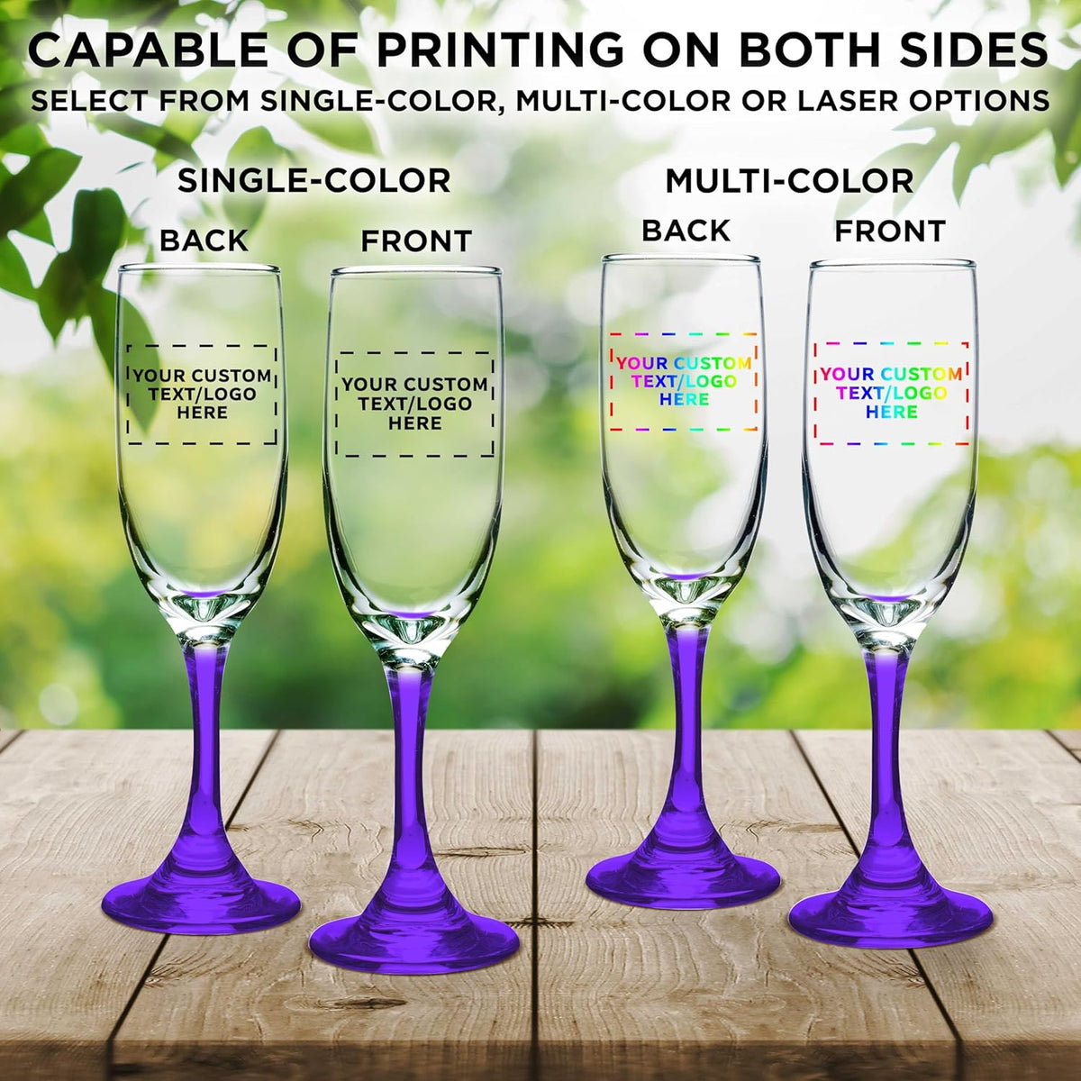 DISCOUNT PROMOS Custom Premiere Champagne Flutes 6.25 oz. Set of 100, Personalized Bulk Pack