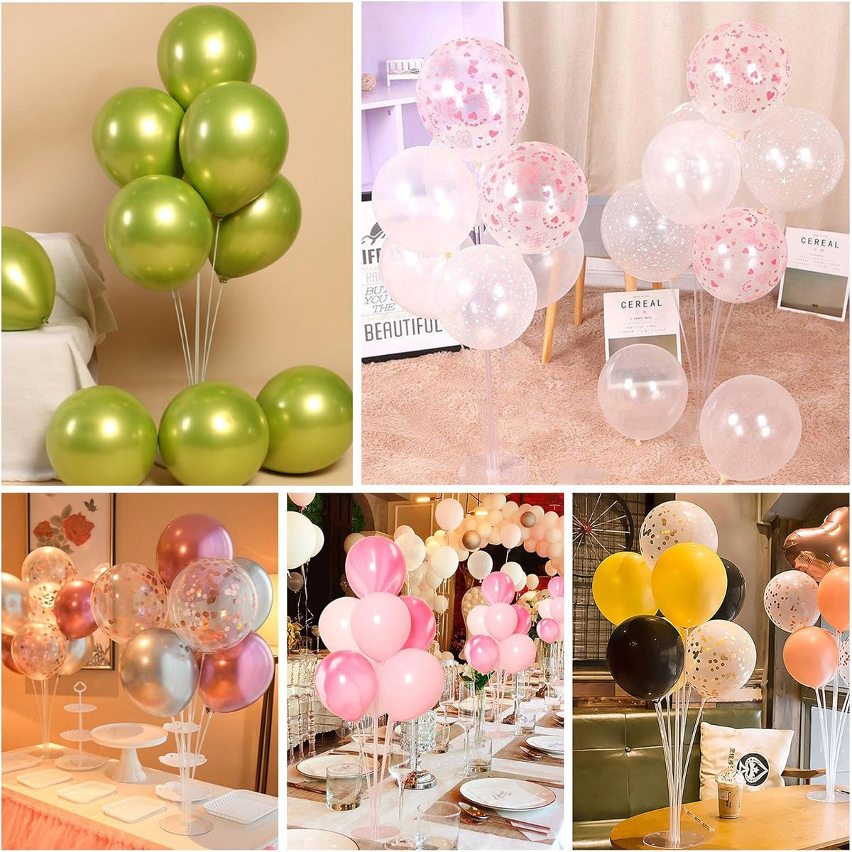 10 Sets Balloon Stand Kit, Reusable Clear Balloon Stands for Table, Balloon Centerpieces for Tables