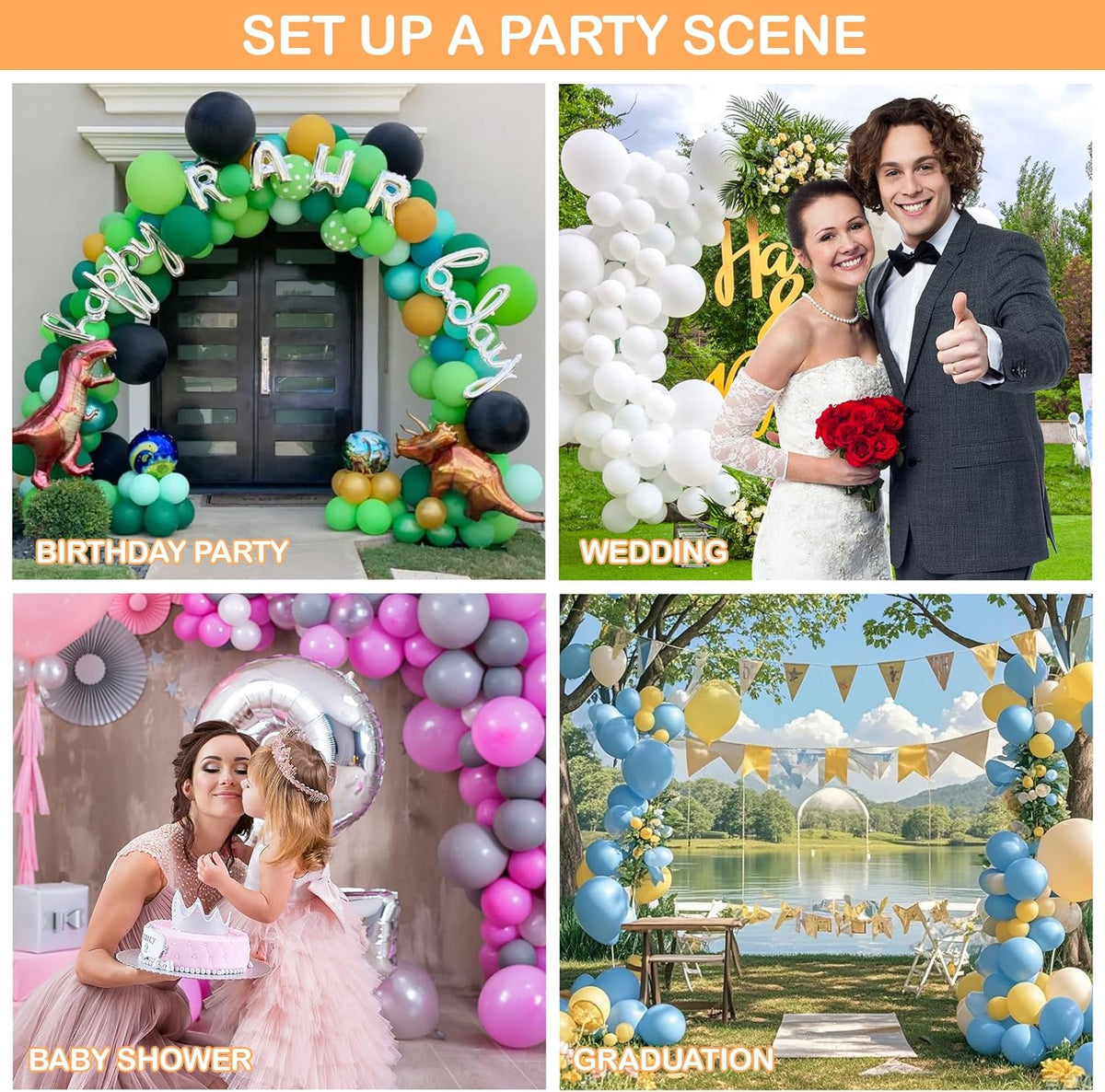 Balloon Arch Kit - 98.4ft DIY Balloon Garland Strip with 600Pcs Clear Glue Point Dots, Removable