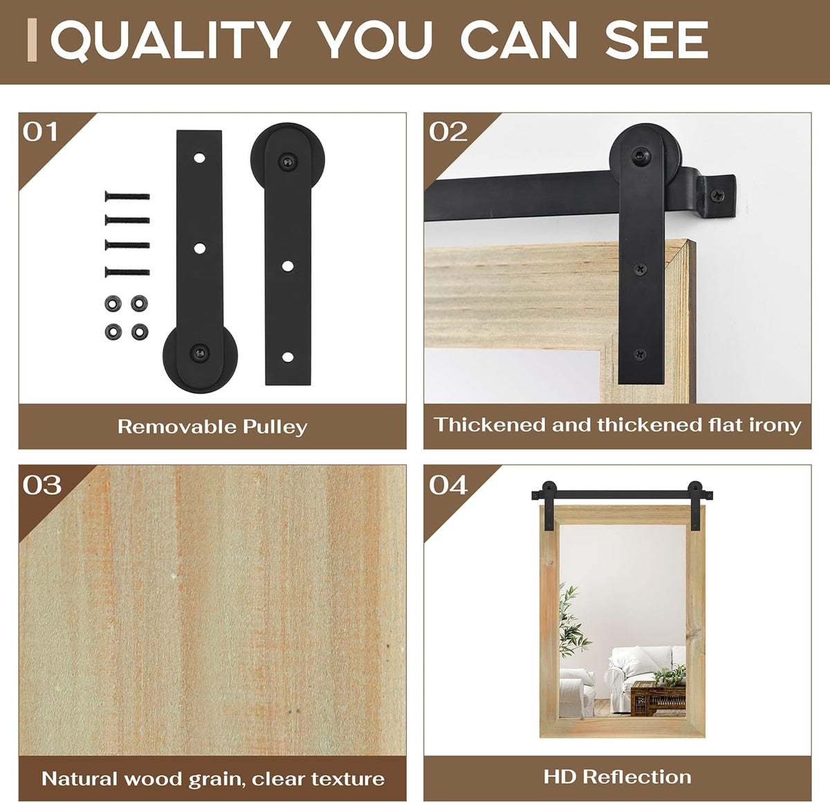 COGOOD Farmhouse Barn Door Mirror - 21" x 30" Rustic Wood Framed Wall Mirror for Bathroom, Living