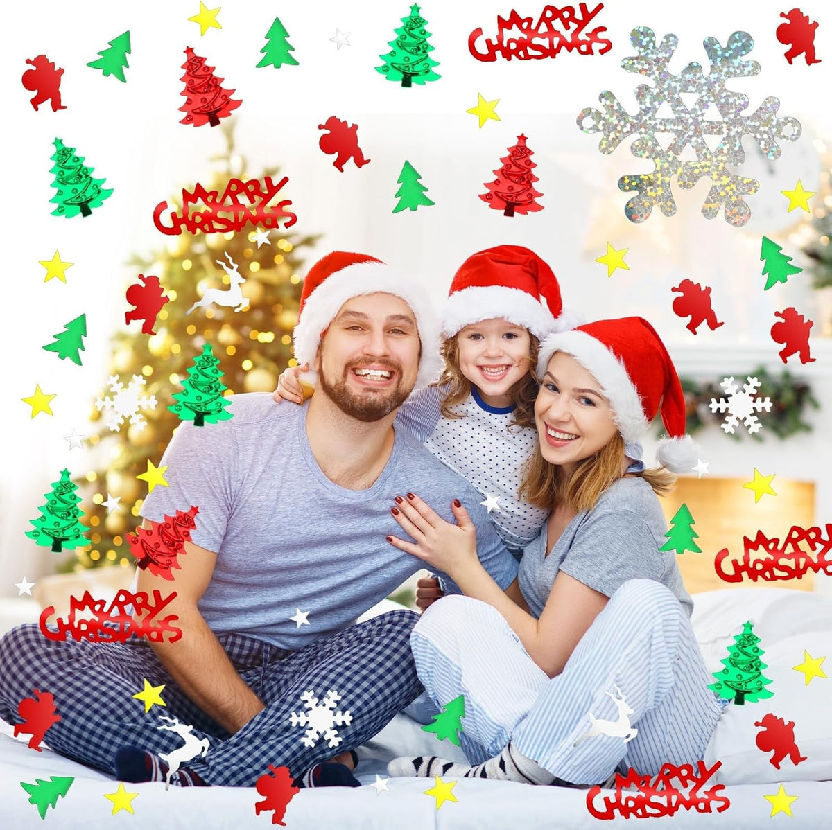 MARFOREVER Christmas Glitter Confetti, Merry Christmas Table Decorations Metallic Foil Confetti