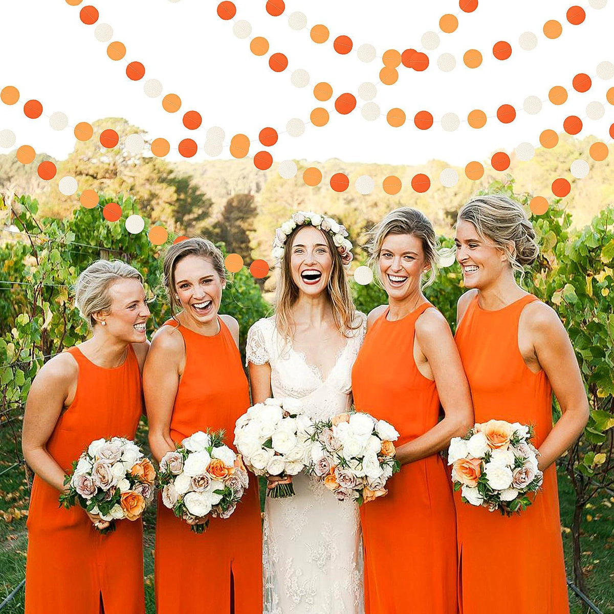 Orange White Fall Party-Decorations Garland-Streamers - 52ft Groovy Boho Hanging Paper Banner,Baby