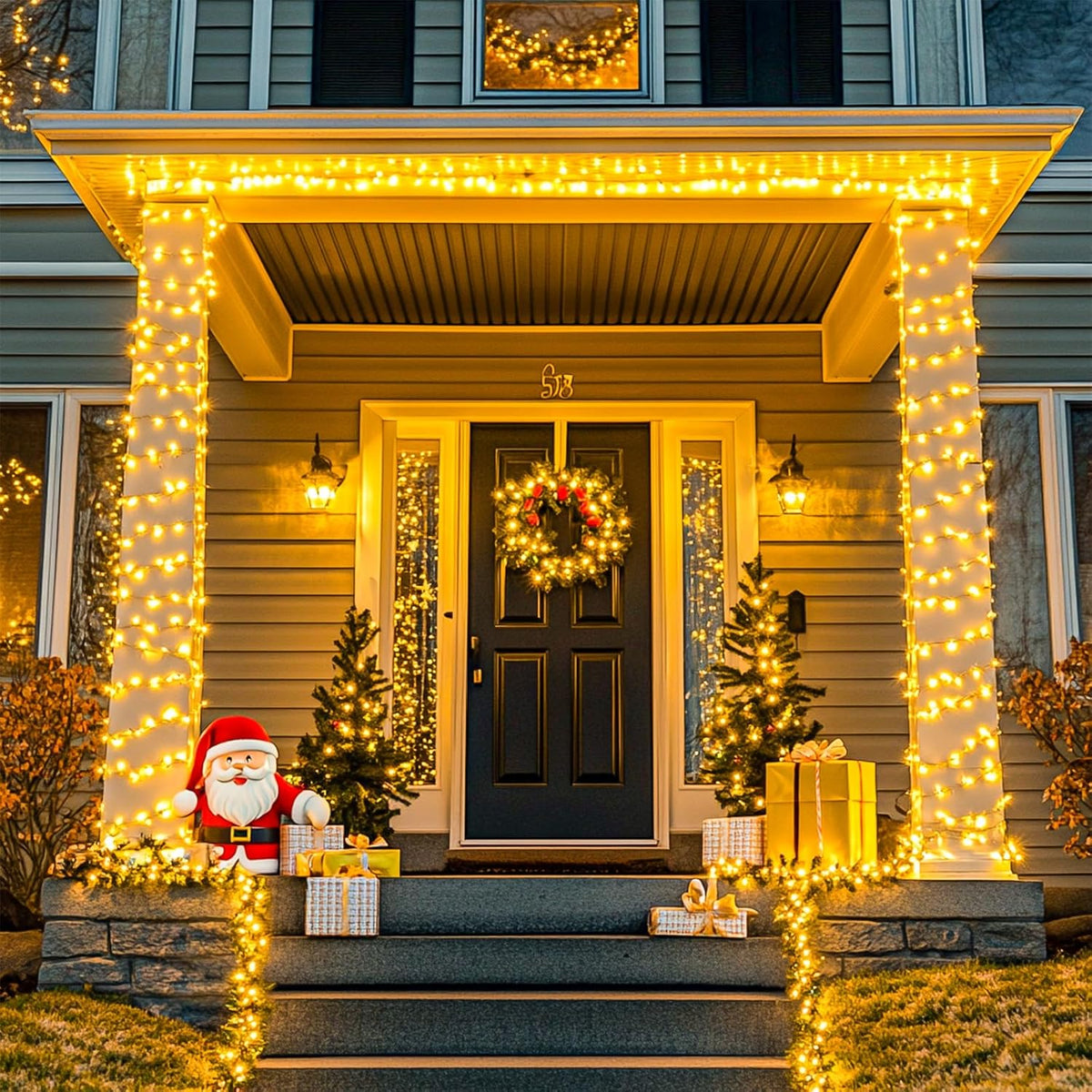 JMEXSUSS 1000 LED Christmas Outdoor String Lights Indoor with Remote 8 Modes Warm White Tree Lights