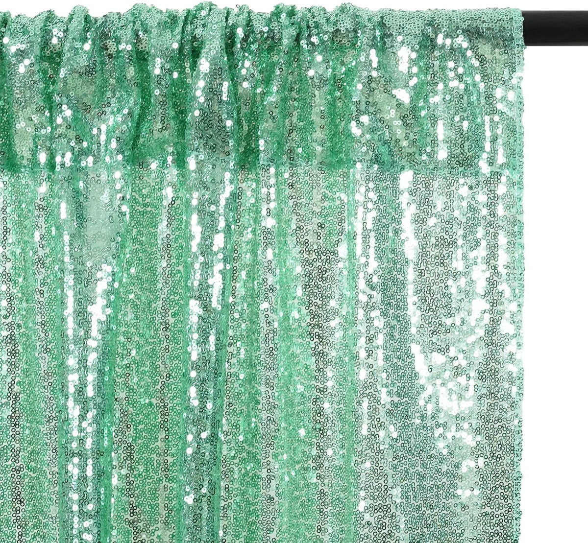 Eternal Beauty Mint Green Sequin Backdrop, 8x10 Ft Glitter Background Curtains for Shimmer