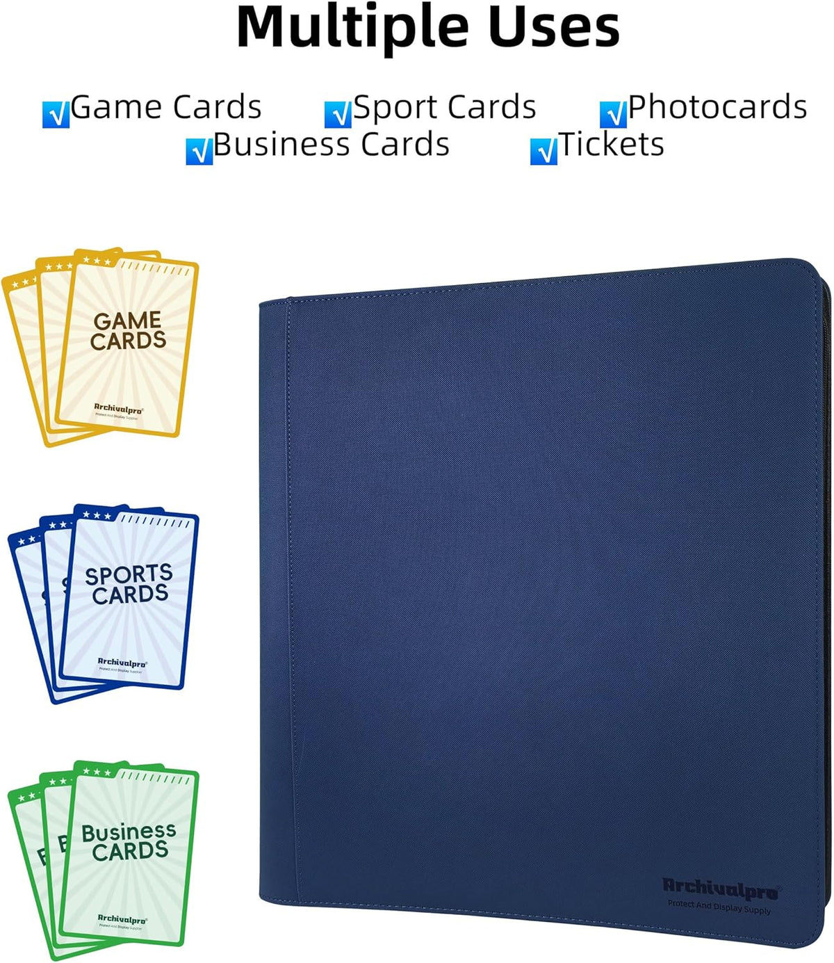 20 Pockets Premium Card Binder 1024 Cards Trading Card Binders Side Load Card Storage Display