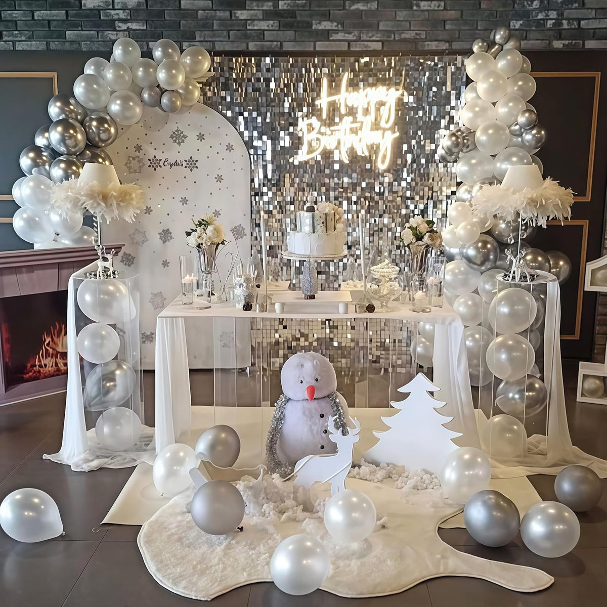 Winter Wonderland Balloons, Pearl White Snowflakes for Ice Wonderland Christmas Baby Shower