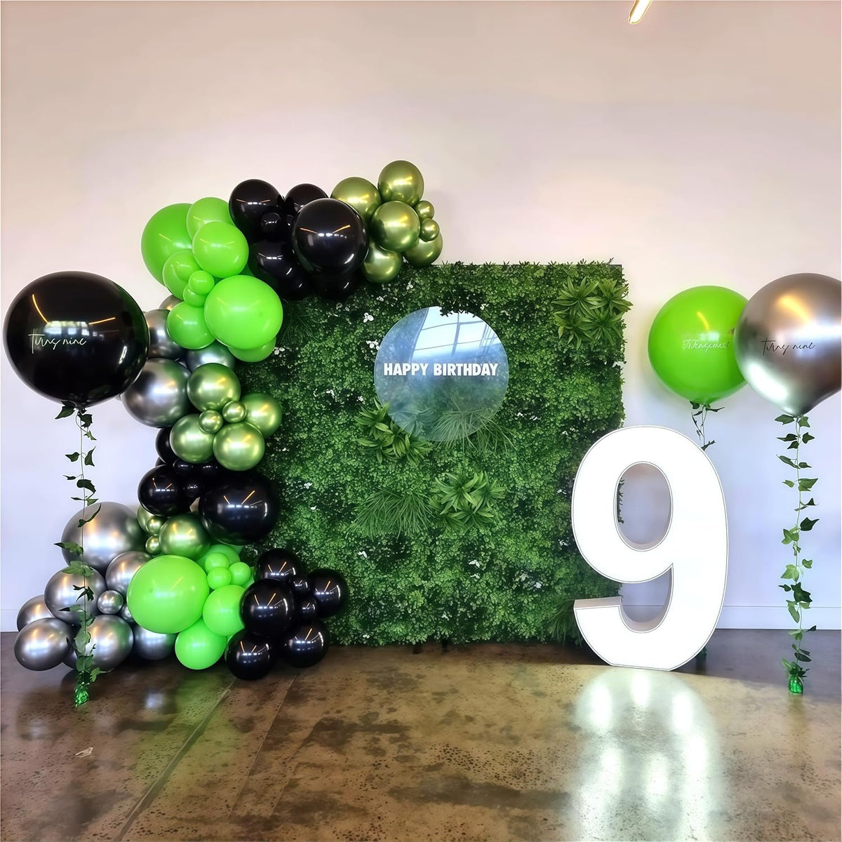 Green and Black Balloons, 35PCS Lime Green Black Silver Balloons, Gamer Latex Balloon for Boys Men