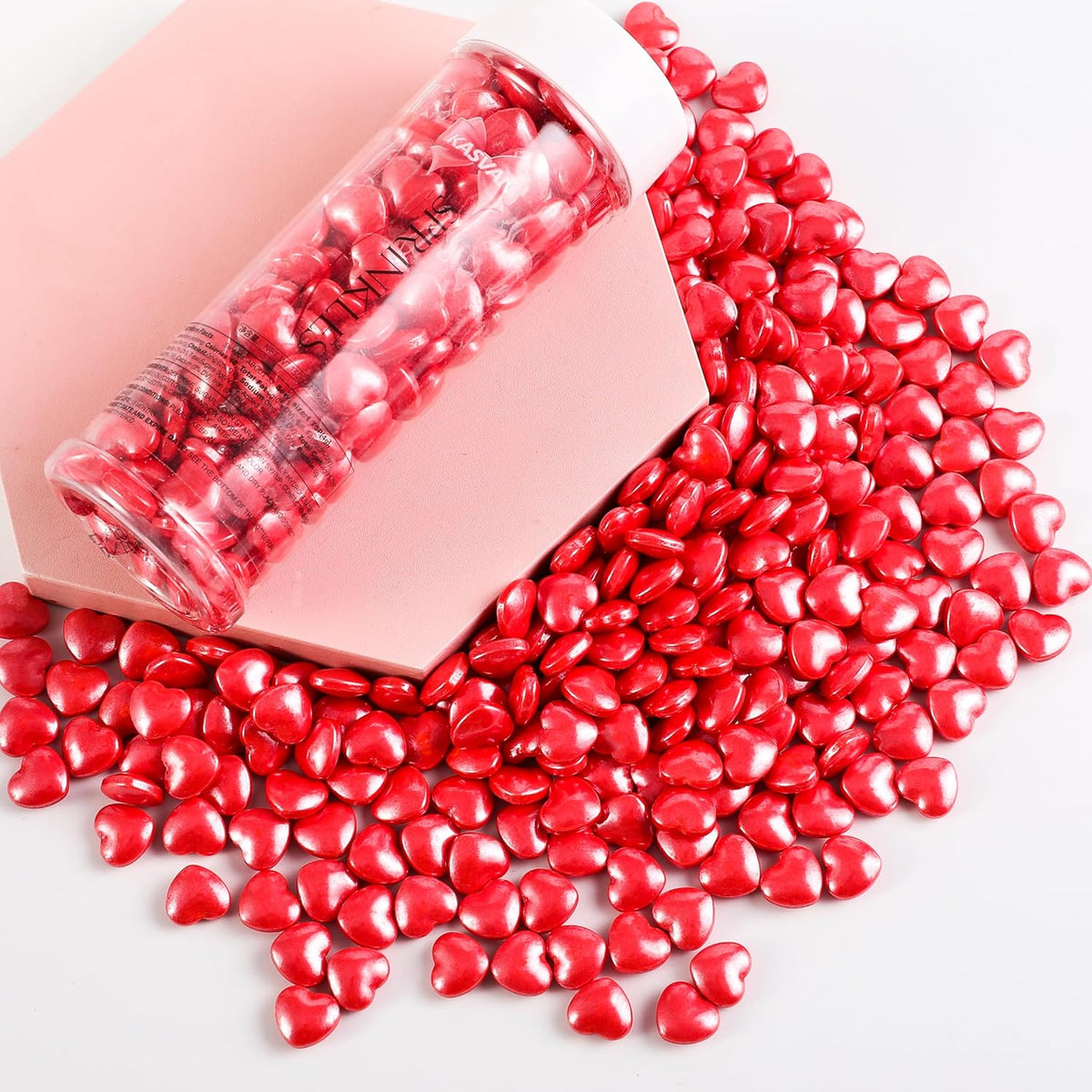 Kasvan Mixed Heart Shapes Sprinkles - Edible Candy Pearls 130g/4.58 Oz, Mix Size, Baking Cake
