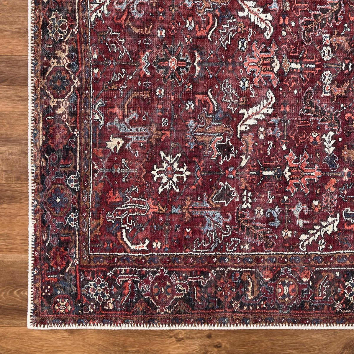 Bloom Rugs Washable Non-Slip 10 ft Runner - Burgundy Traditional Bordered Runner for Entryway
