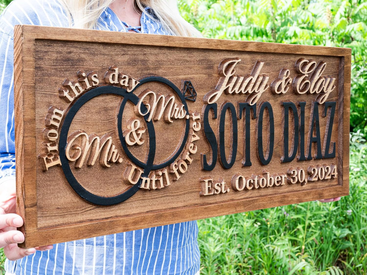 Mr and Mrs Sign | Wood Wedding Gift | Wooden Bridal Shower Gift | Custom Engagement Sign |