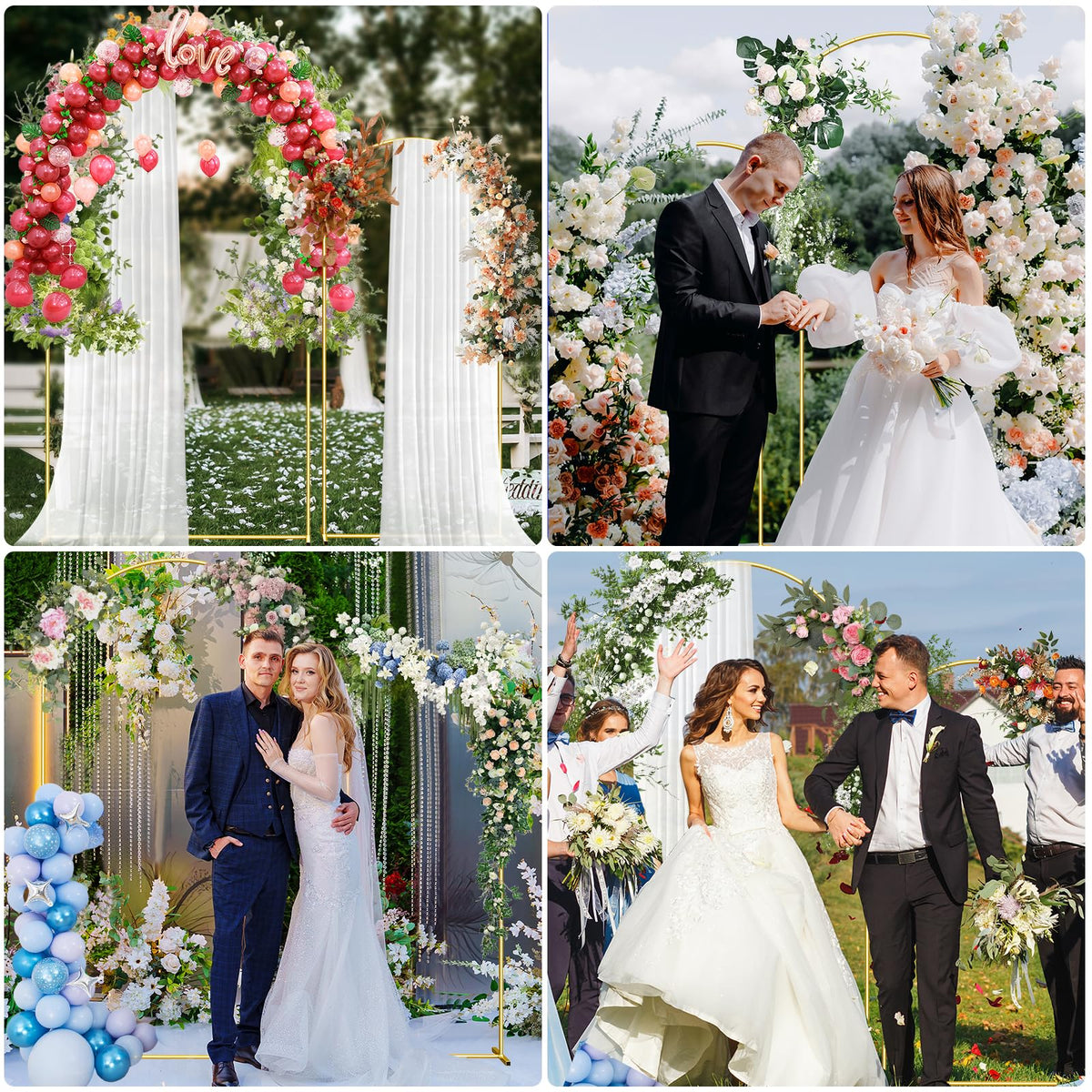 Metal Arch Backdrop Stand, 7.2FT+6FT Wedding Arch Frame, Gold Wedding Arch Backdrop Stand Set of 2