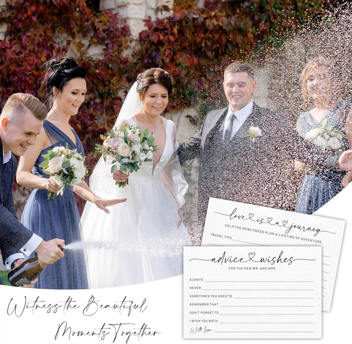 Wedding Advice Cards -Pack Of 30 Wishes For The New Mr & Mrs Wedding,Love Is A Journey Cards