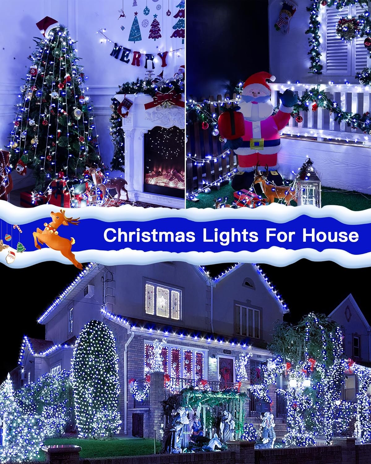 Christmas Lights Outdoor Waterproof, 196FT 600LED String Lights with Remote,8 Modes LED Lights Plug