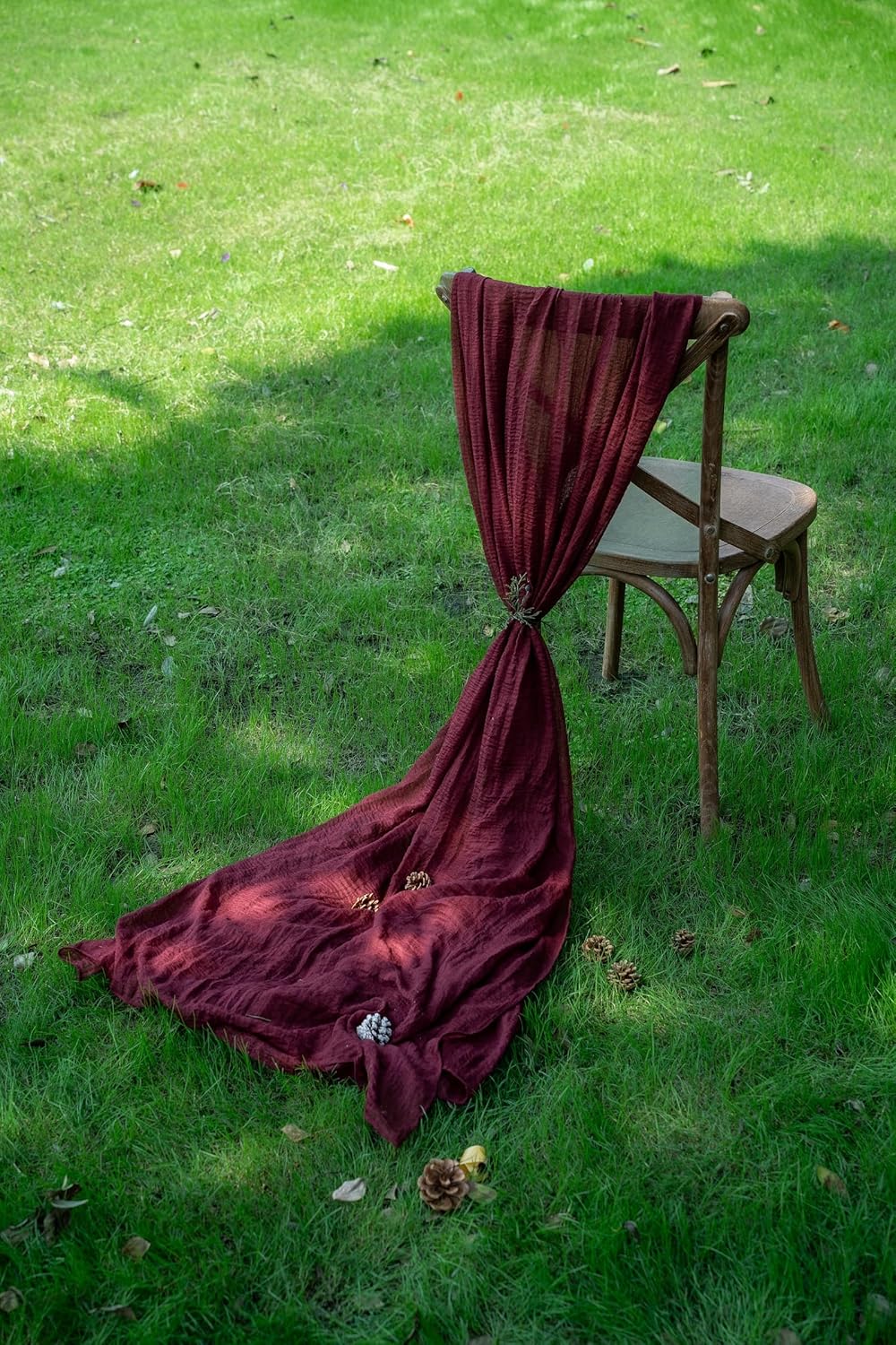3pcs Burgundy Cheesecloth Table Runner Gauze 120 Inch 10 FT Rustic Boho Cheese Cloth Runner for