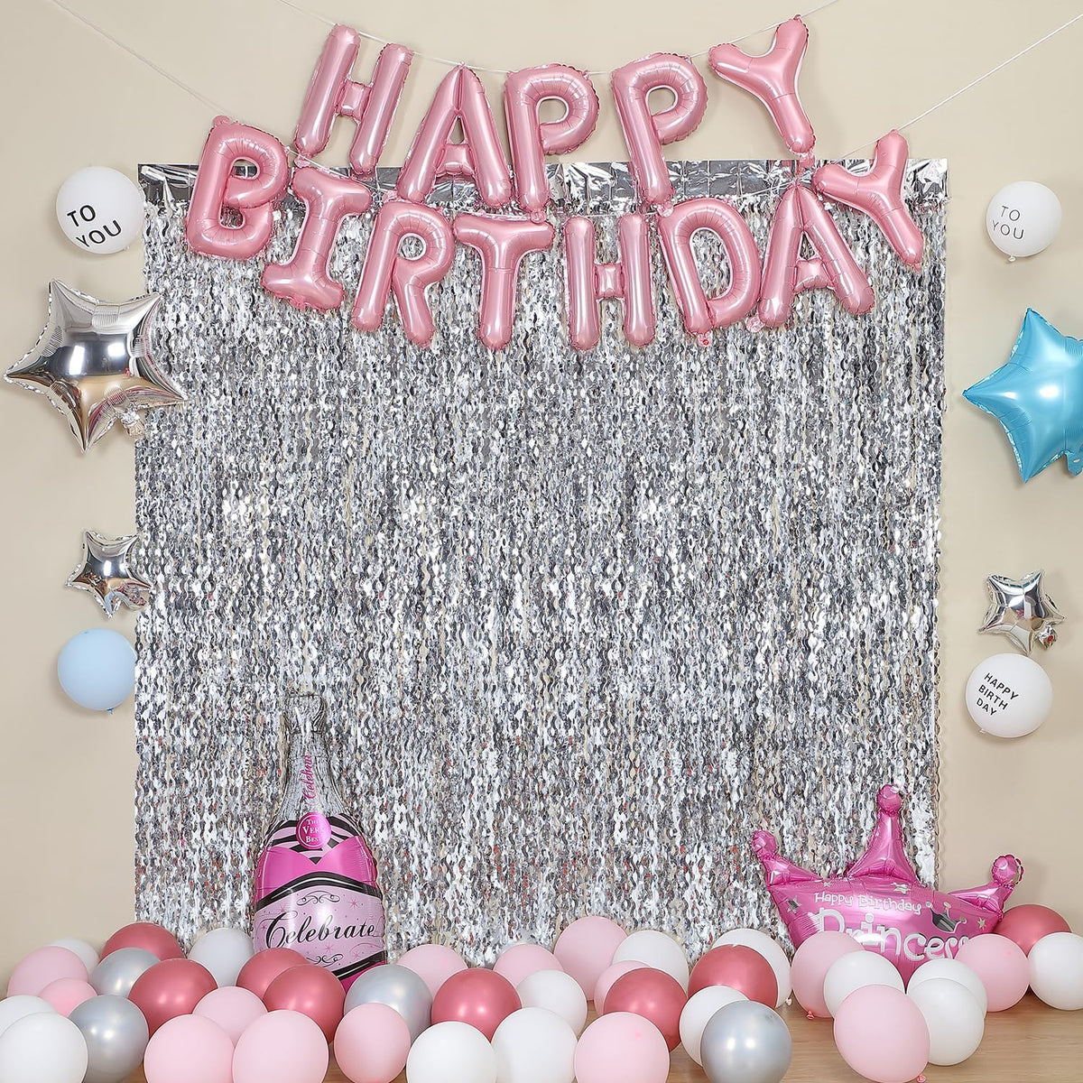 3 Pack Wave Silver Tinsel Curtain - 3.3x6.6 Feet Foil Streamers Birthday Party Decorations Wedding