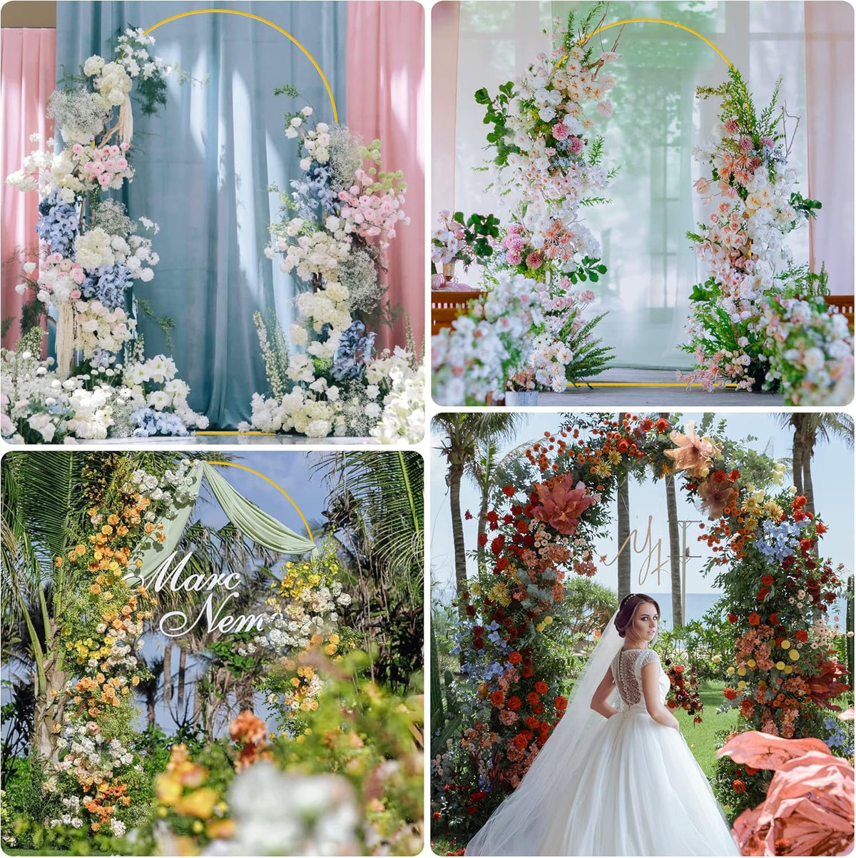 Putros Wedding Arch Stand Gold 8FT Metal Balloon Arched Backdrop Stand for Wedding Ceremony