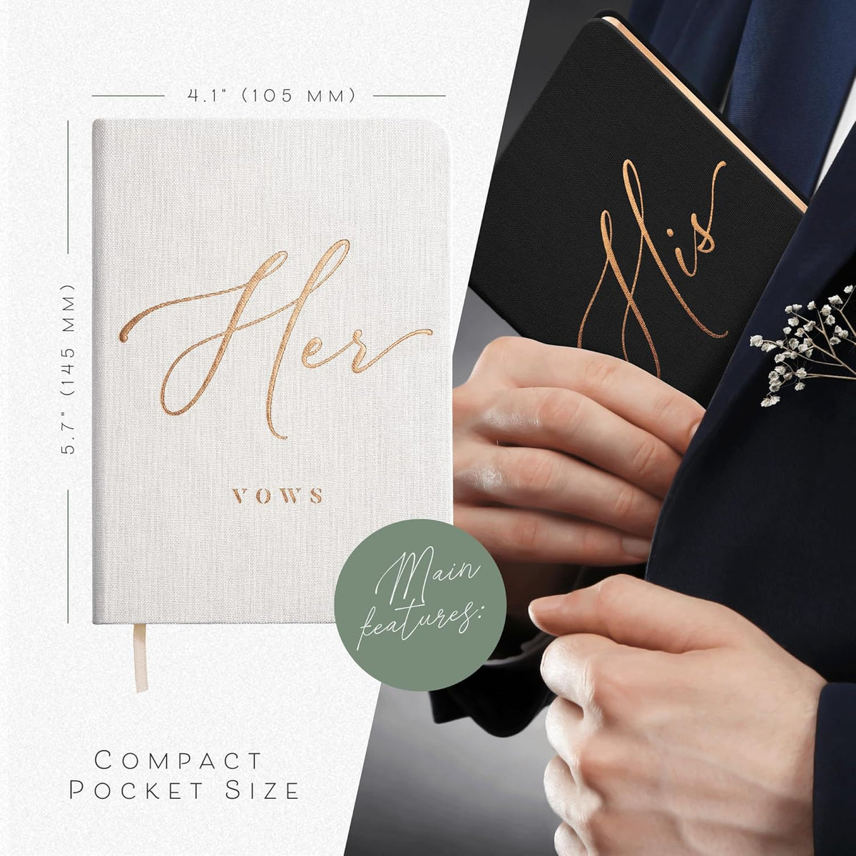 Vow Books His and Hers - Linen Wedding Vow Books Perfect as Bride & Groom Gifts, Wedding Registry