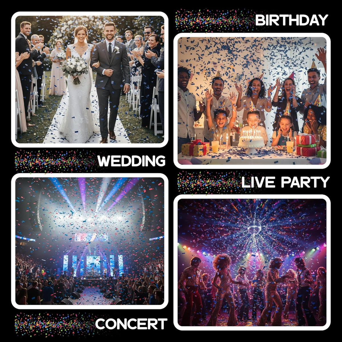 Dark Blue Biodegradable Confetti - Rectangular Flame-Resistant Tissue Paper Confetti for Cannon and