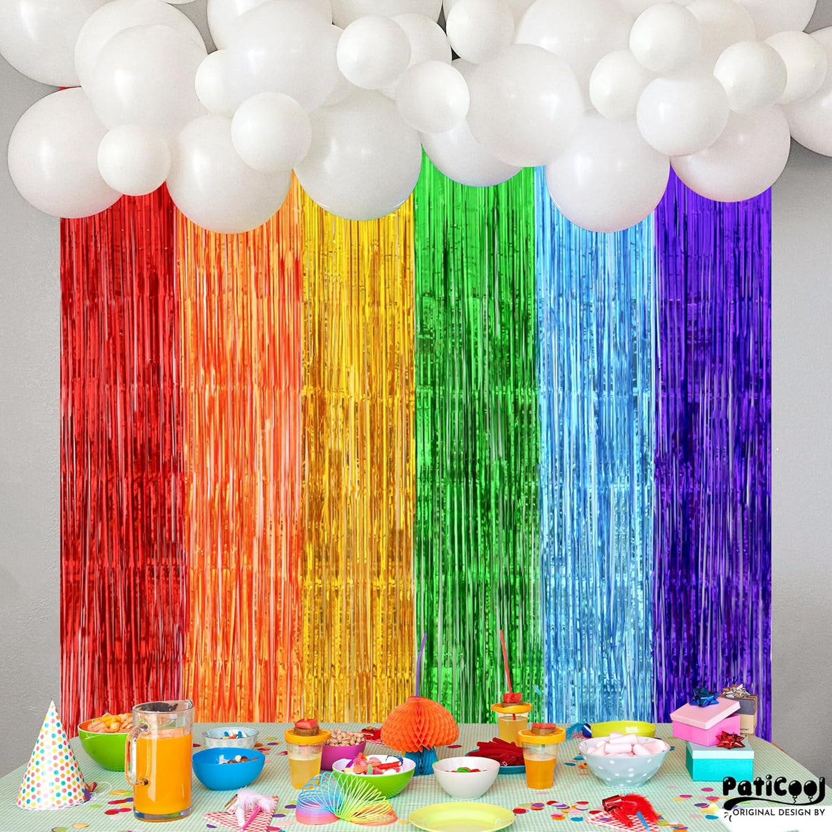 Pride Party Decorations - Rainbow Streamers Thicken 2 Pack 3.2 x 8.2 FT - Rainbow Tinsel Foil