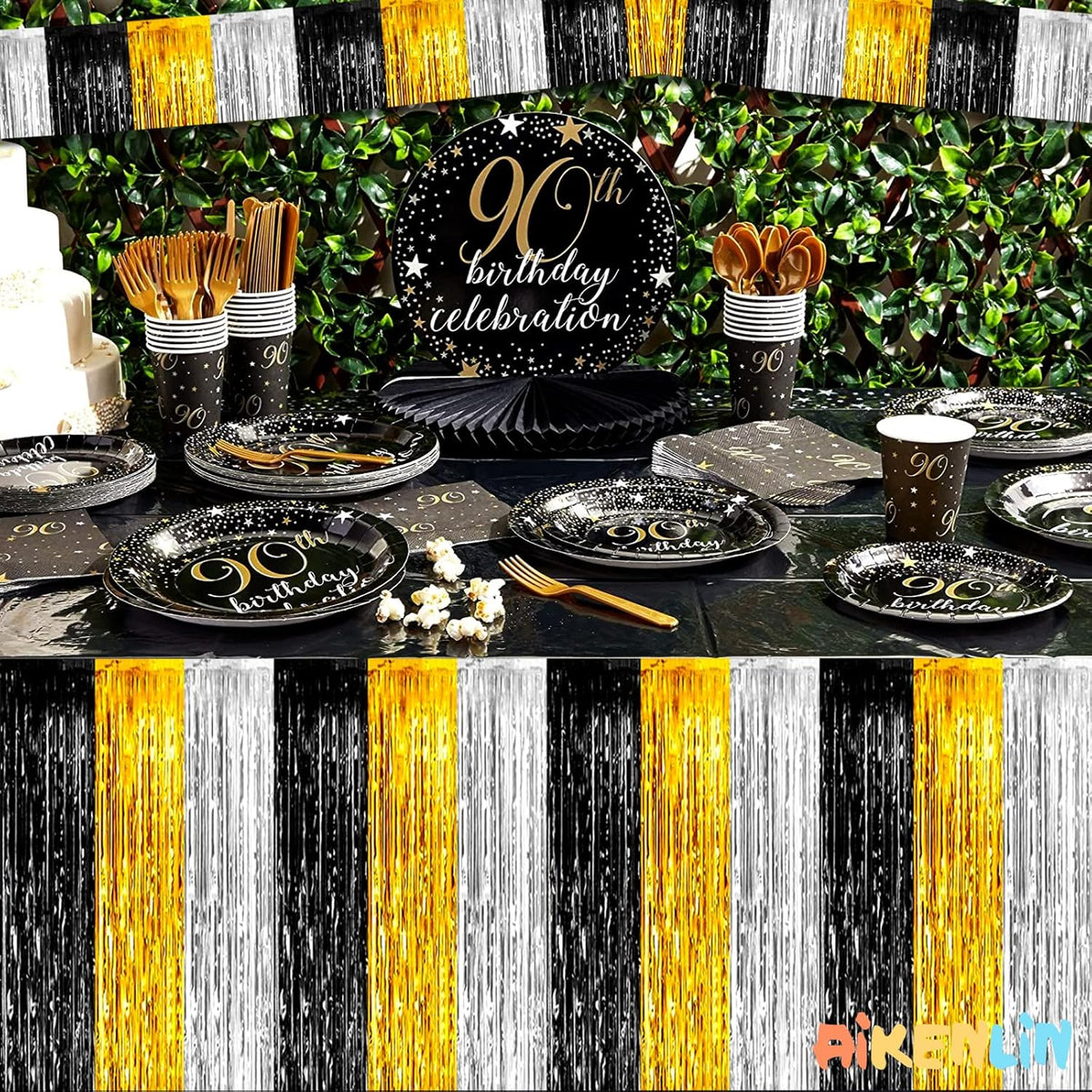 10 Pack 10 Feet Foil Fringe Garland Metallic Tinsel Streamers Banner Wall Hanging Backdrop for
