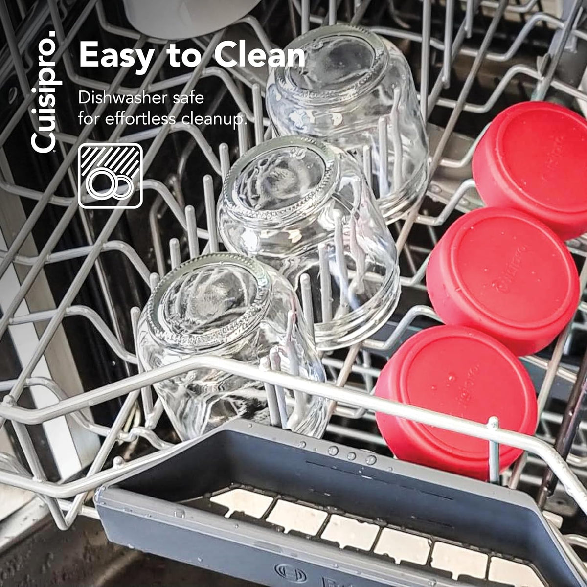 Cuisipro Jars with Lids, 6 Oz Glass Jars with Airtight Lid Wide Mouth, 4 Pack, Canning Jars for