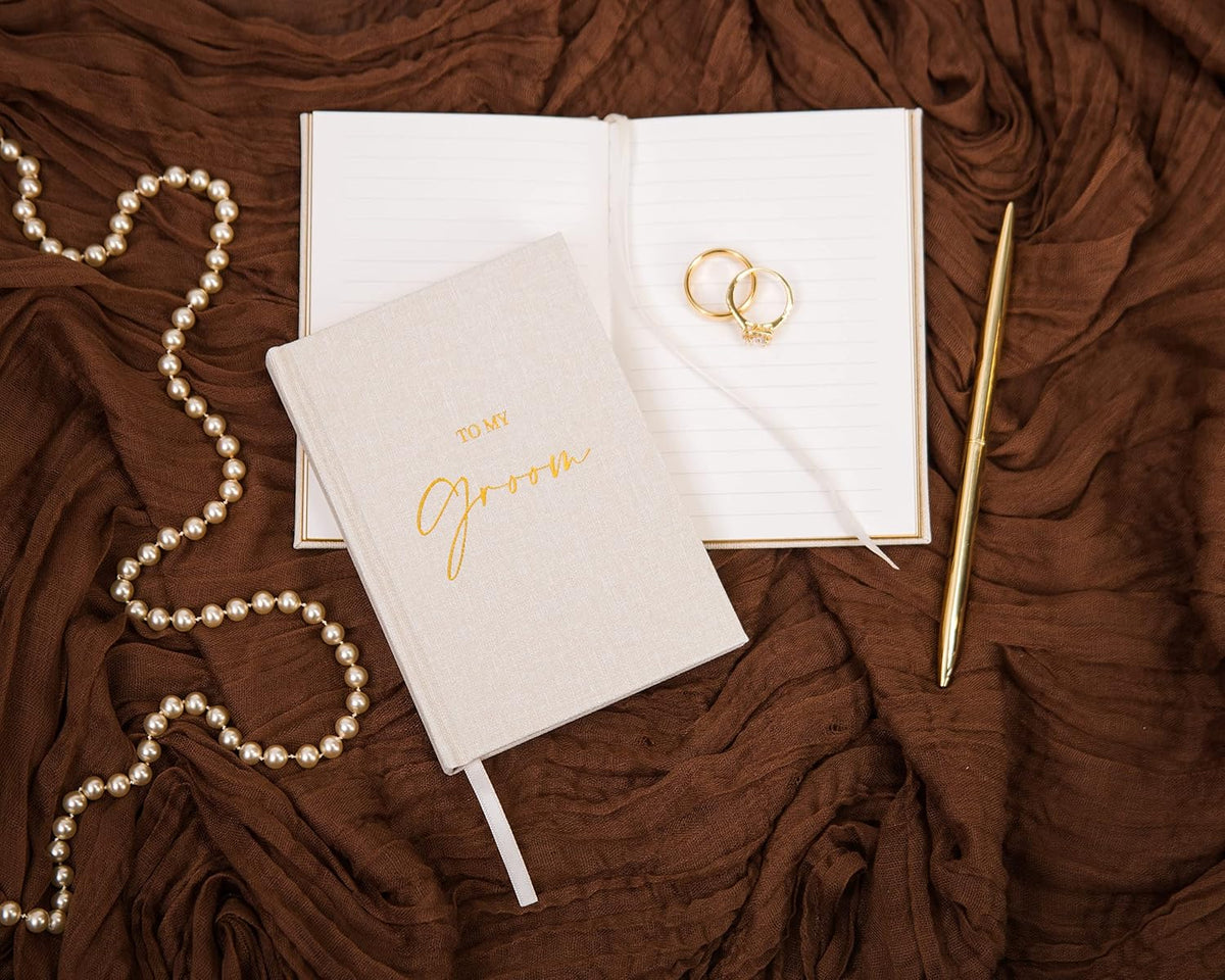 MUUJEE Hard Cover Vow Books (Set of 2) - Foil Embossed Wedding Ceremony Vow Renewal Speech Books