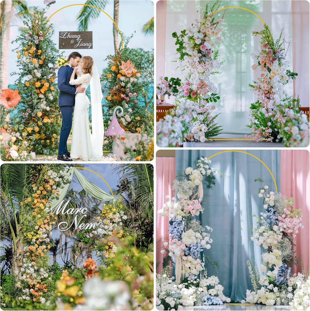Wokceer Wedding Arch Backdrop Stand 8 FT Gold Metal Chiara Backdrop Stand for Wedding Ceremony