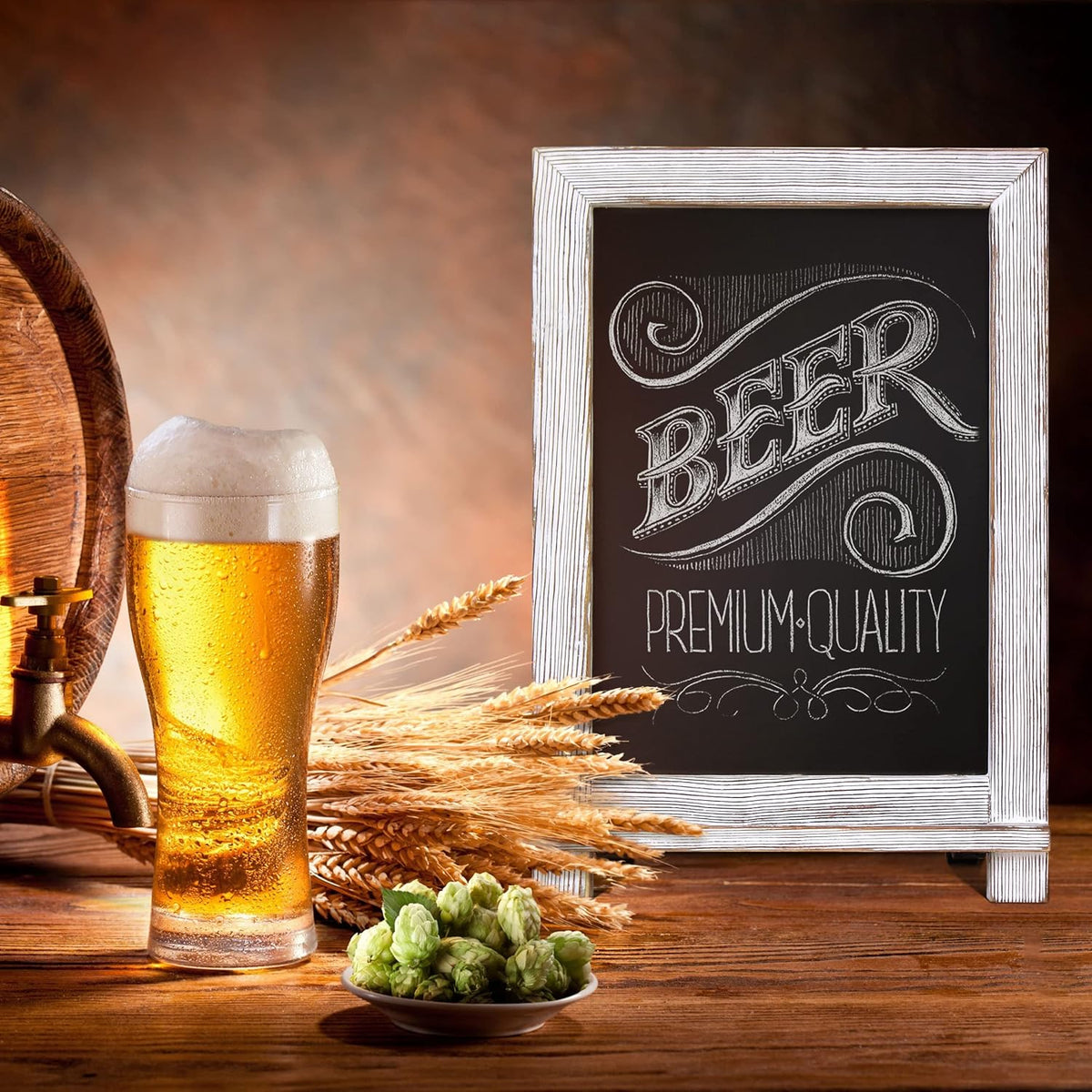 HBCY Creations Rustic Whitewash Tabletop Chalkboard Sign / Hanging Magnetic Wall Chalkboard / Small