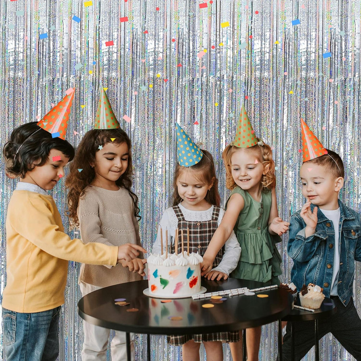 5 Pack Silver Glitter Streamers Party Decorations Tinsel Foil Fringe Curtains Christmas Birthday