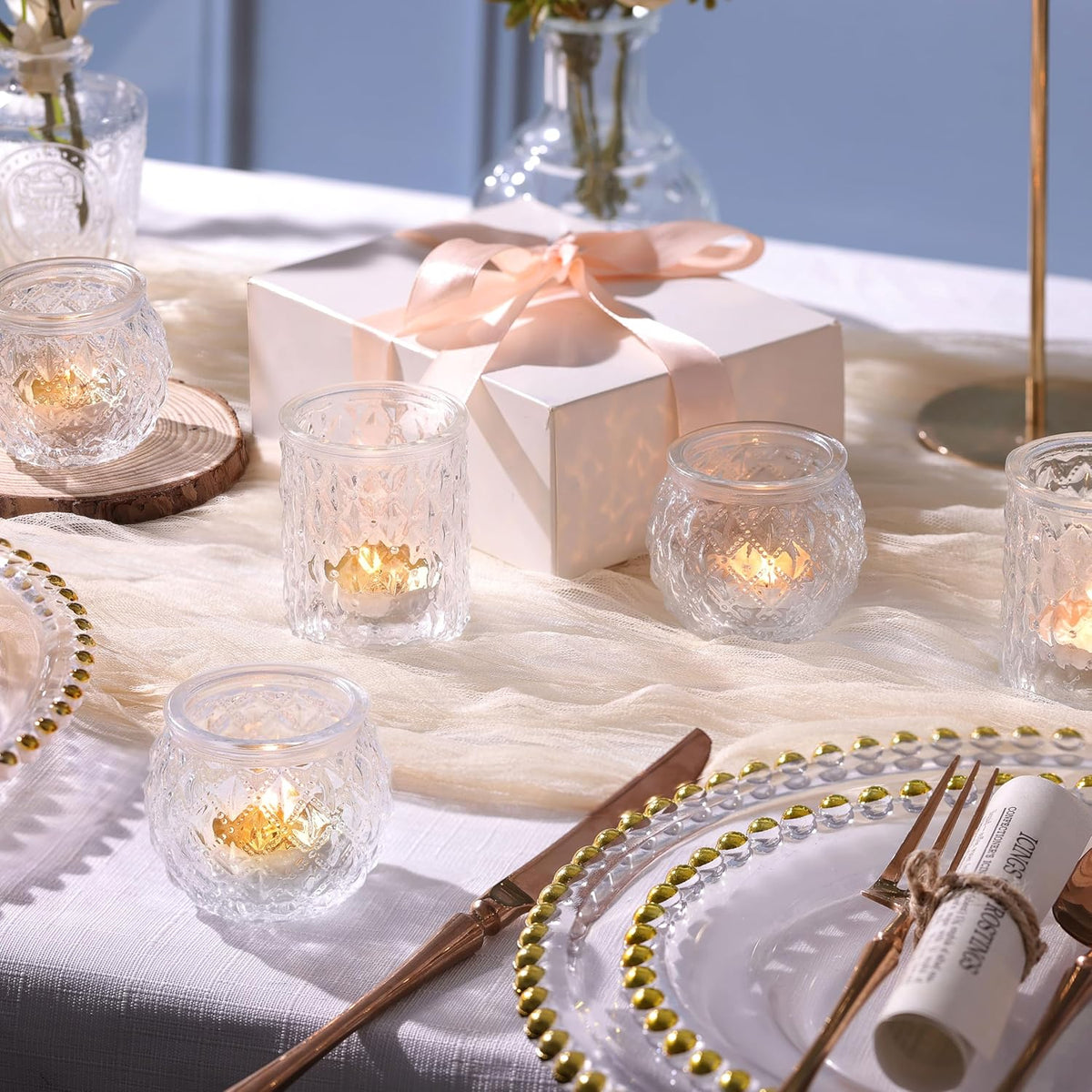 12pcs Assorted Votive Candle Holders for Wedding Centerpiece, Clear Tea Light Candle Holders, Glass