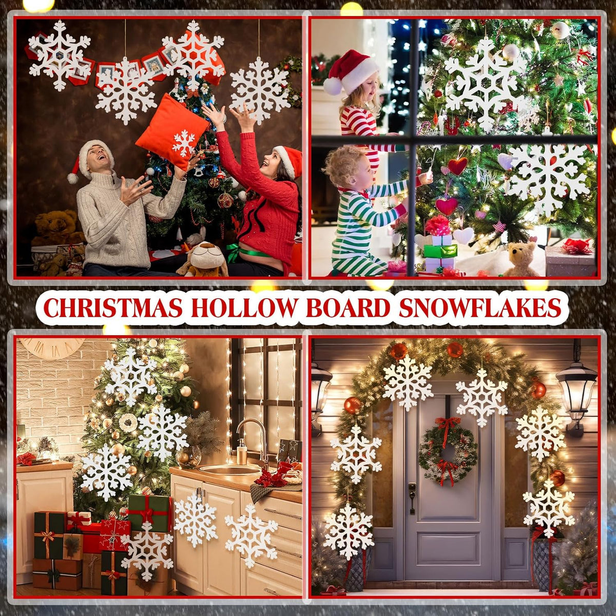 18 Pcs Large Christmas Snowflake Decorations, 8 Inch White Snowflake Hanging Ornaments Plastic