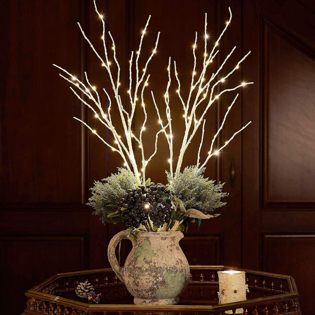 Fudios Birch Branch Lights with Timer for vase 100 LED Lighted Willow Twig 32IN Tall Battery
