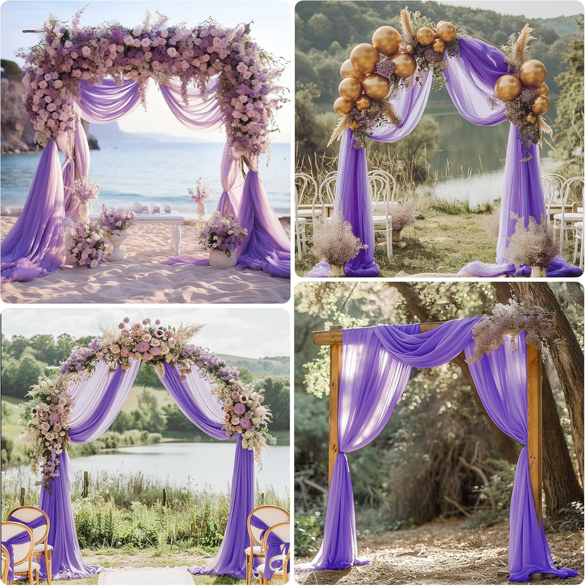 Wedding Arch Draping Fabric 1 Panel 28.7" x 20FT Lavender Purple Sheer Chiffon Backdrop Drapes for